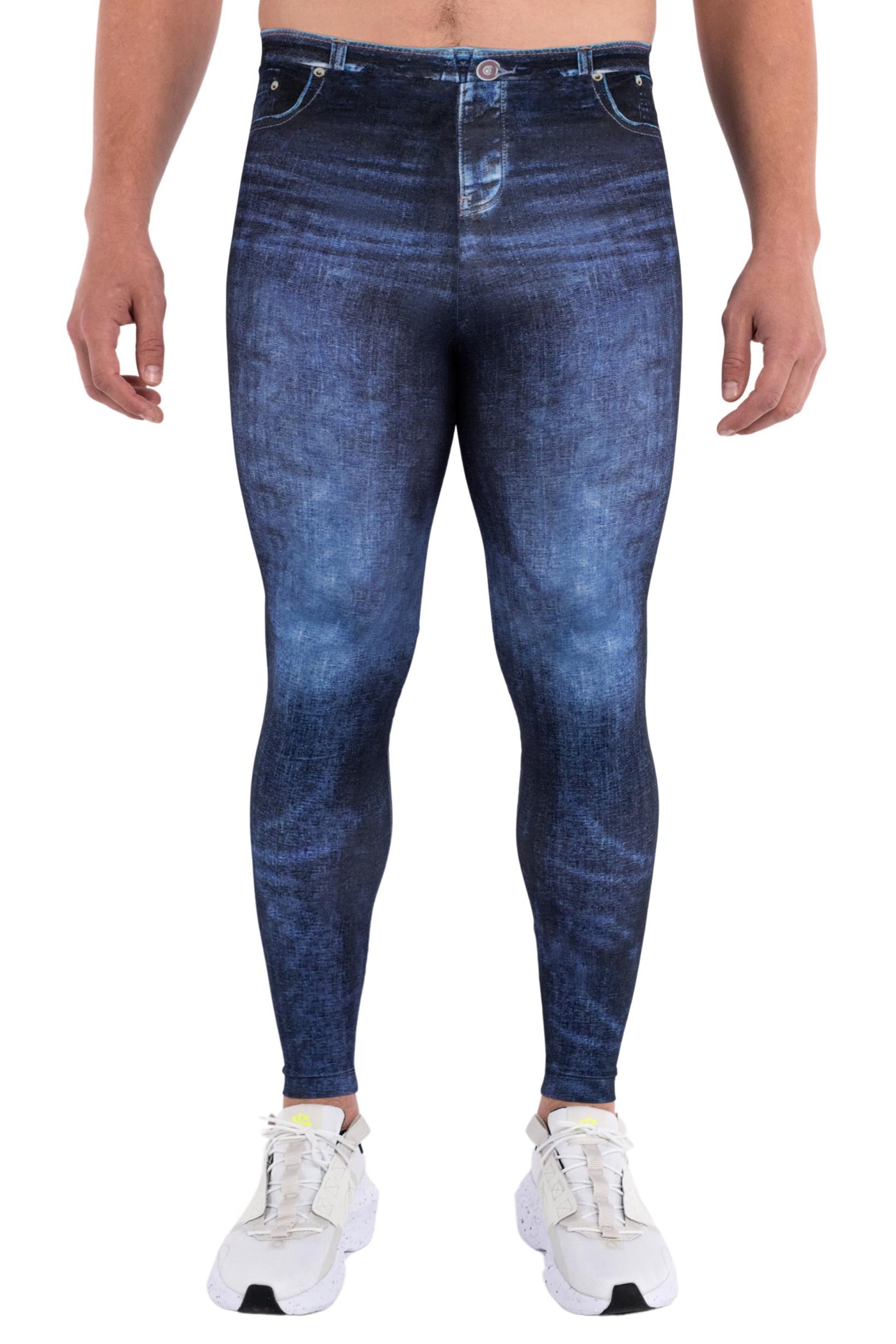 Denim Dan Men's Leggings | Blue Jeans Print | Kapow Meggings