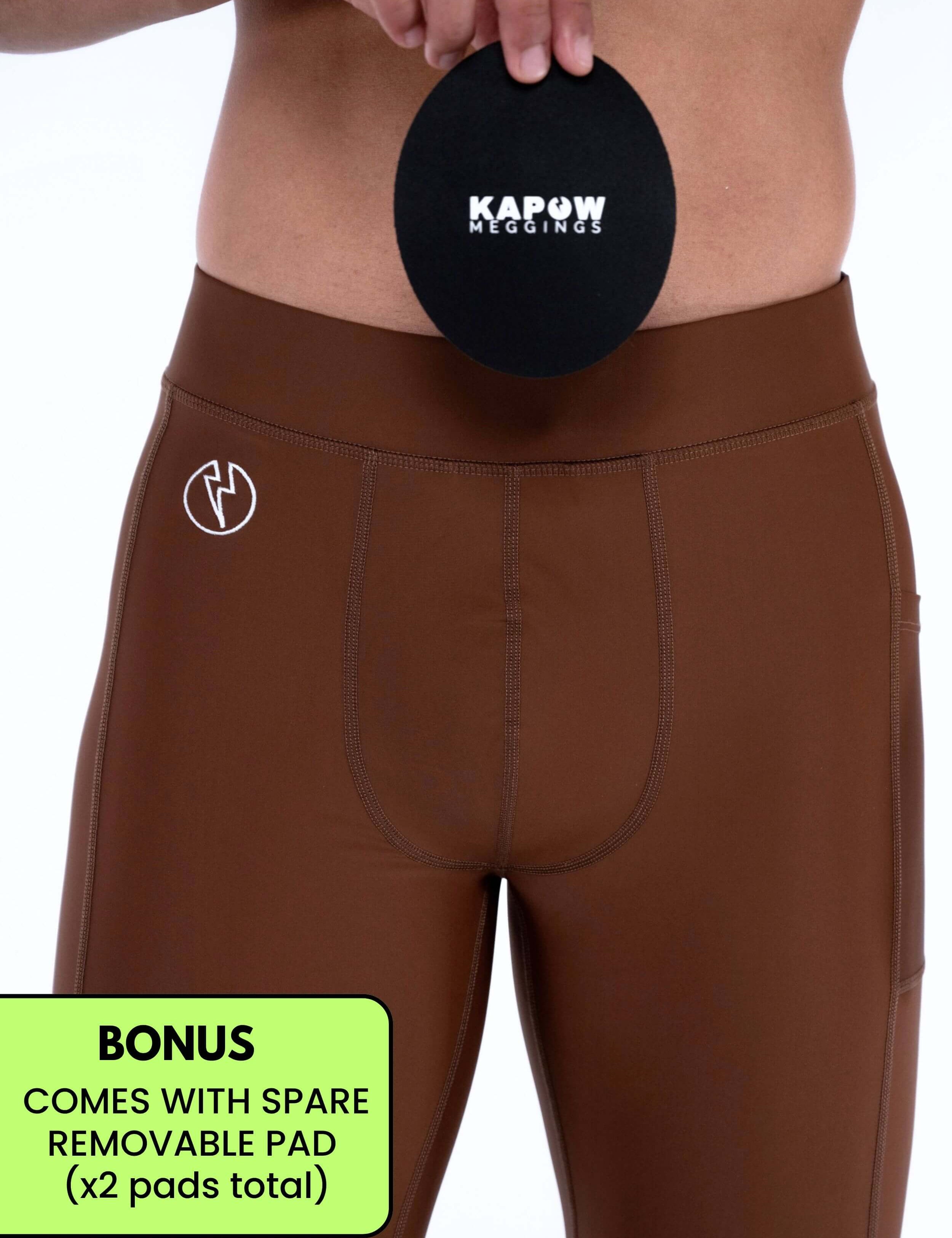 Mustang Brown Meggings with Removable Crotch Pad - Kapow Meggings