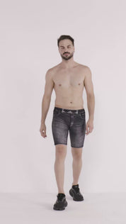 Black Denim Compression Shorts