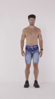 Blue Denim Compression Shorts