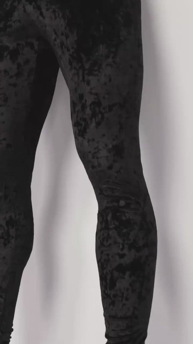 Black crushed velvet leggings  Polehog UK handmade clothing and