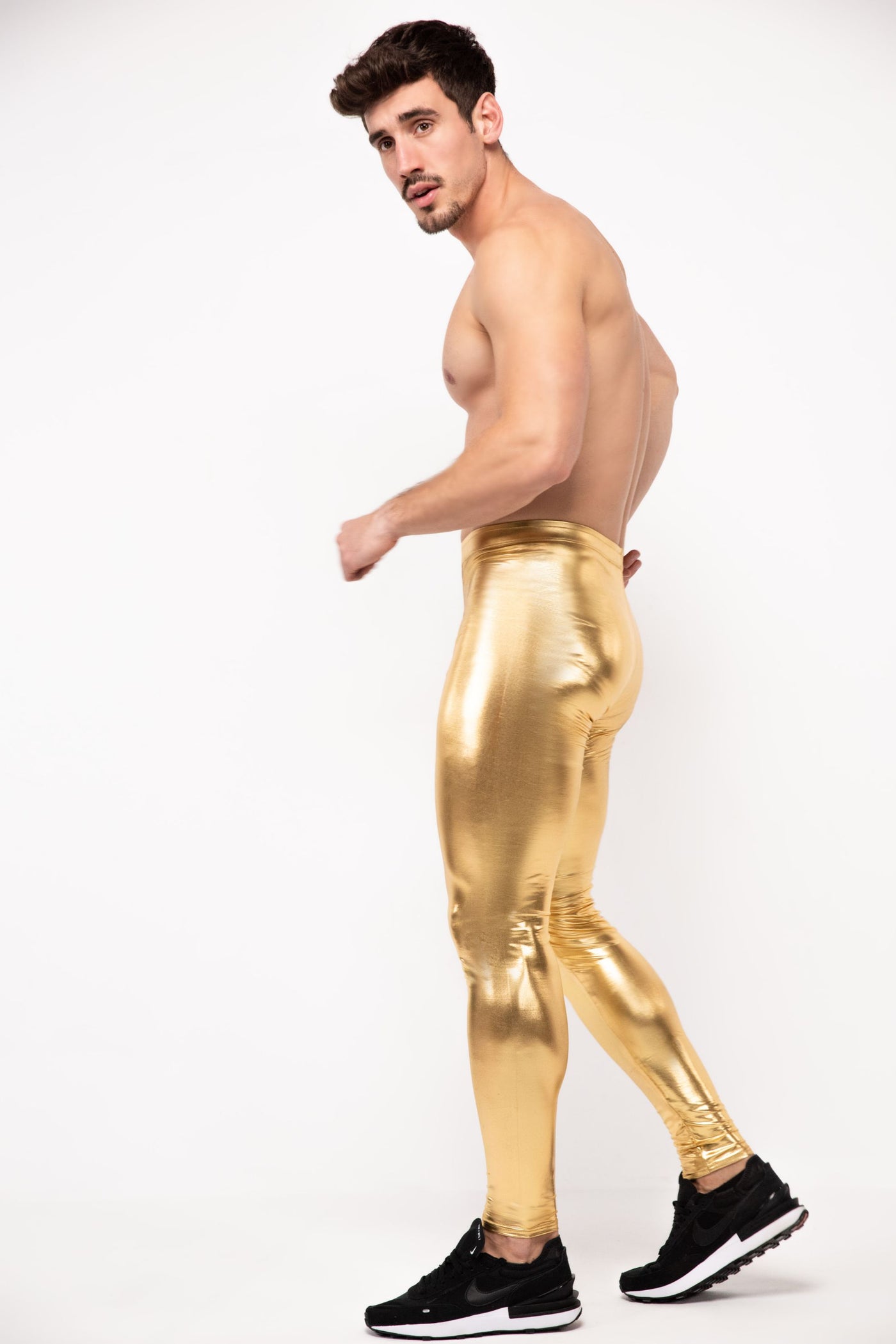 24 Carat l Gold Metallic Men’s Leggings | Kapow Meggings